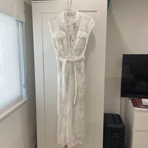 White Lace Jumpsuit from Uterque
